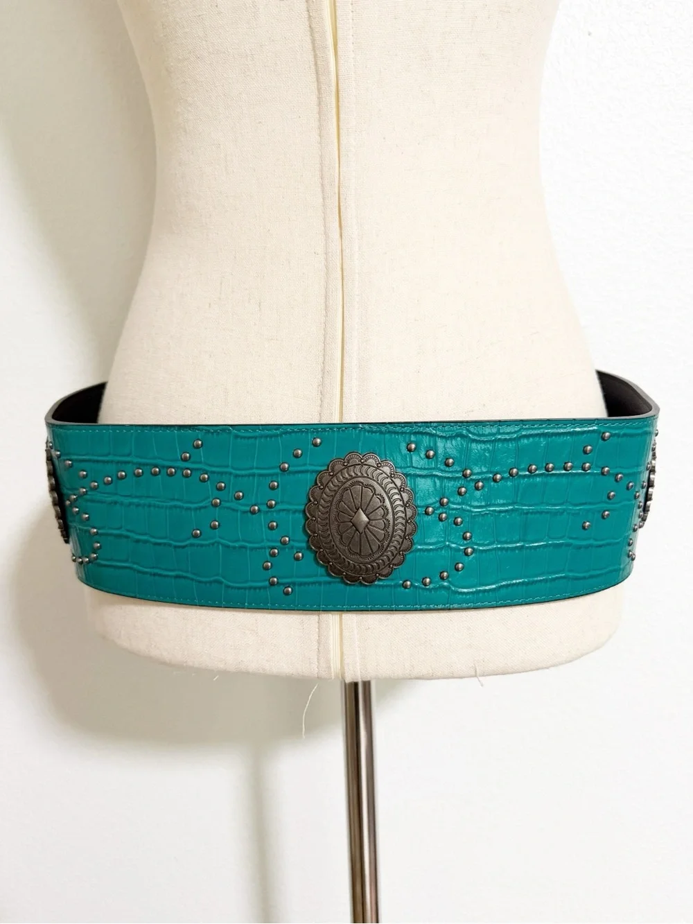 Lucky & Blessed Wide Turquoise Leather Concho Belt